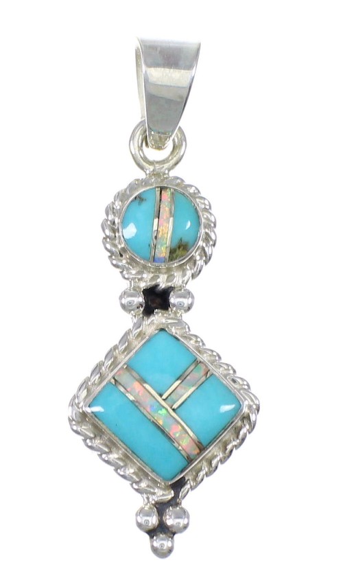 Silver Turquoise Opal Inlay Pendant AX76554