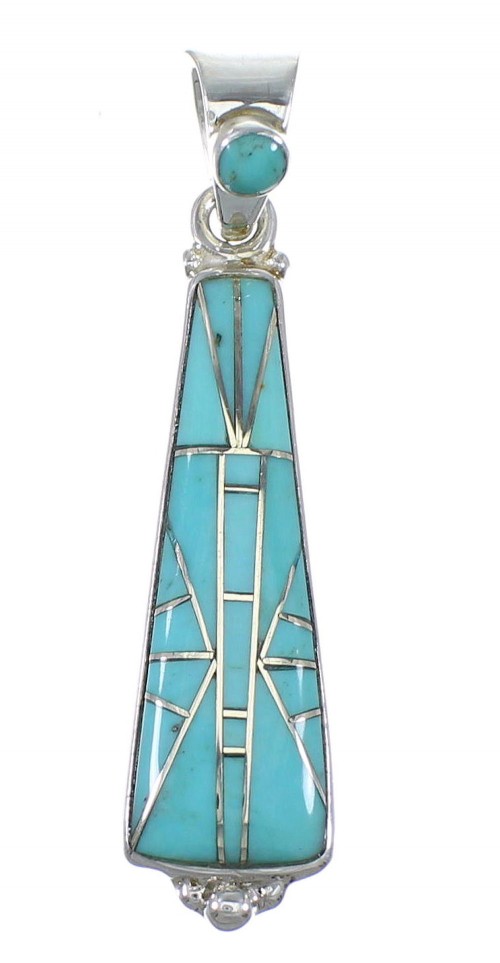 Sterling Silver Southwest Turquoise Inlay Pendant QX77366