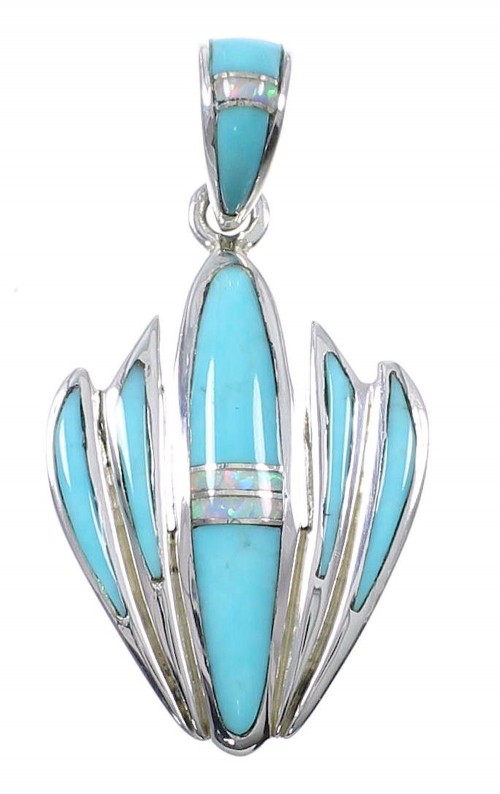  Southwestern Sterling Silver Turquoise And Opal Inlay Pendant UX75659