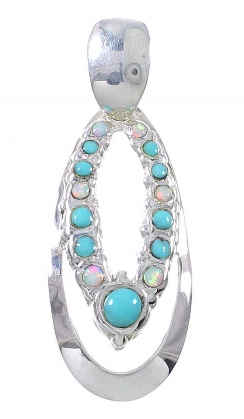 Genuine Sterling Silver Turquoise And Opal Pendant UX75667