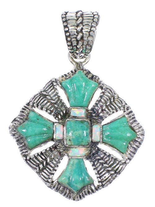 Opal Turquoise Sterling Silver Pendant YX75566