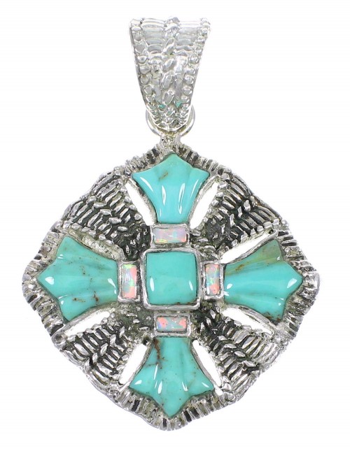 Opal Turquoise And Silver Pendant YX75567