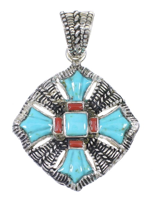 Coral Turquoise Silver Pendant YX75568