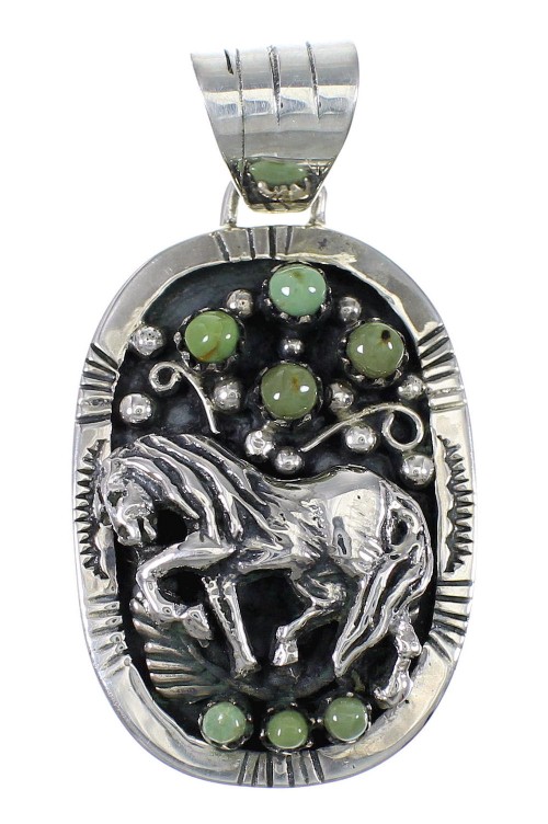Turquoise Silver Horse Pendant YX75691