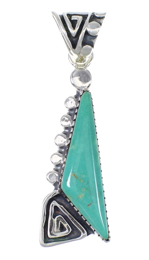 Southwestern Turquoise And Silver Water Wave Pendant YX77343