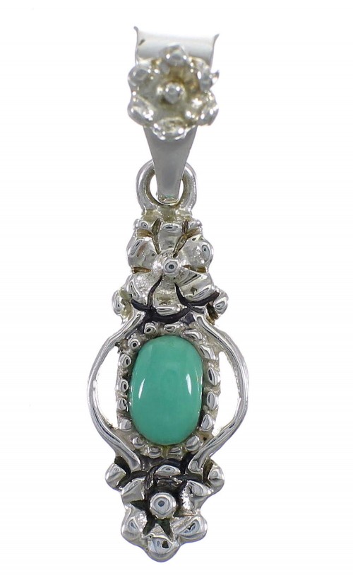 Turquoise Silver Flower Pendant YX77375