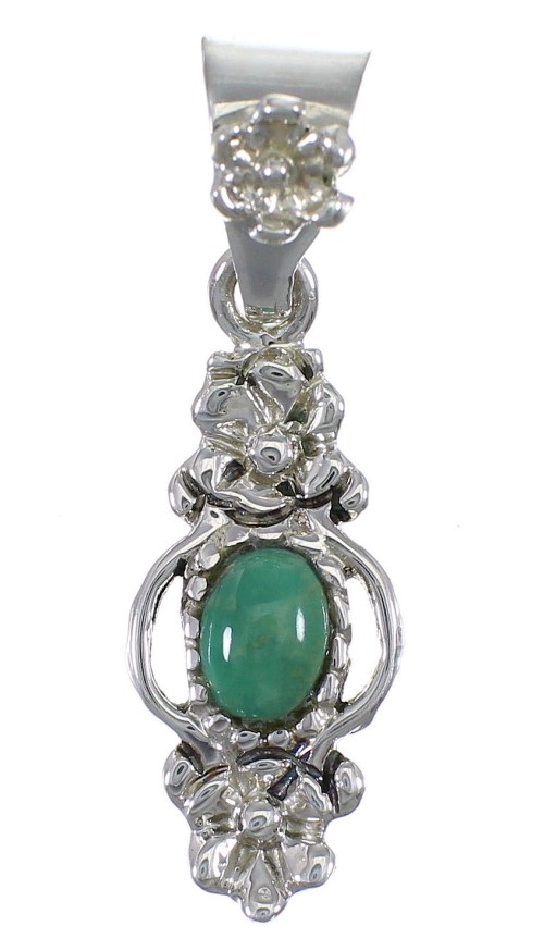 Turquoise And Silver Flower Pendant YX77379