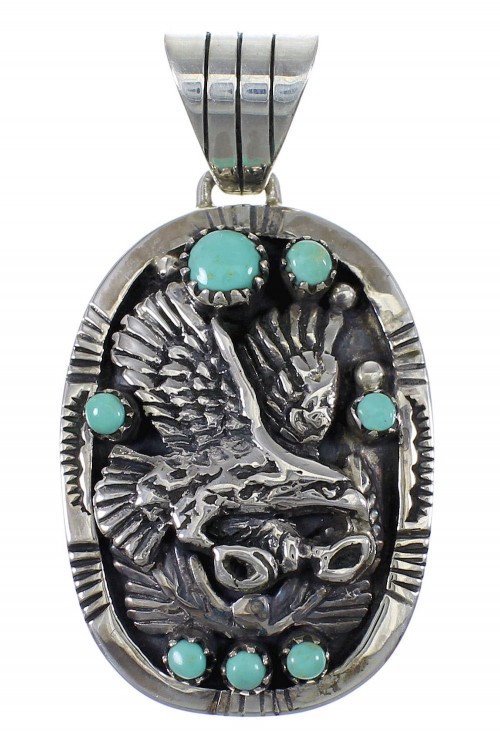 Turquoise Silver Eagle Pendant YX77381