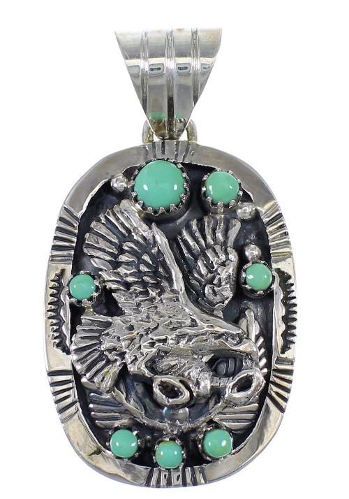 Turquoise And Sterling Silver Eagle Pendant YX77388