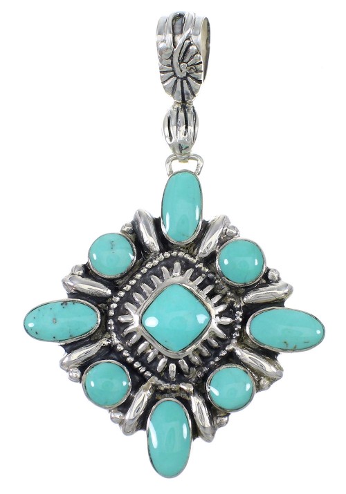 Turquoise Southwest Sterling Silver Slide Pendant YX77446