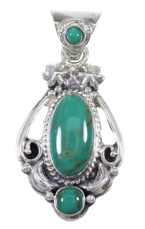 Turquoise Southwestern Sterling Silver Slide Pendant YX77452