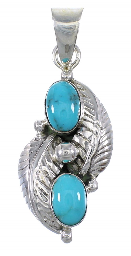 Sterling Silver Turquoise Leaf Pendant YX77462