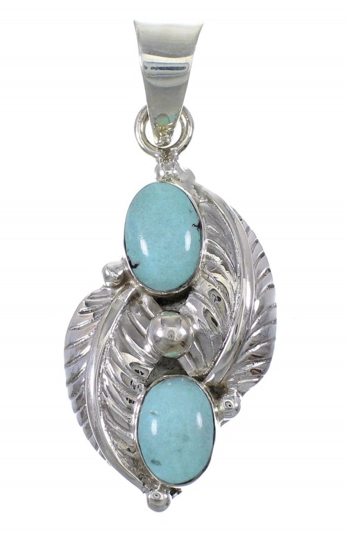 Silver And Turquoise Leaf Pendant YX77476