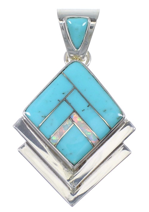 Opal Turquoise And Silver Pendant YX76576