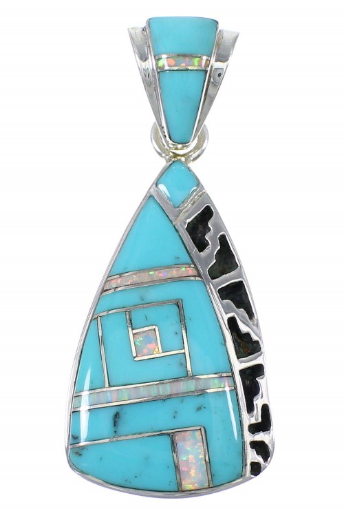 Opal Turquoise And Sterling Silver Pendant YX76577