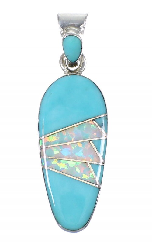 Turquoise Opal And Silver Pendant YX76581