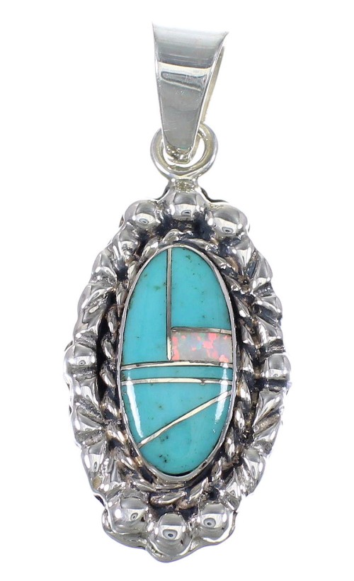 Turquoise Opal And Sterling Silver Pendant YX76582