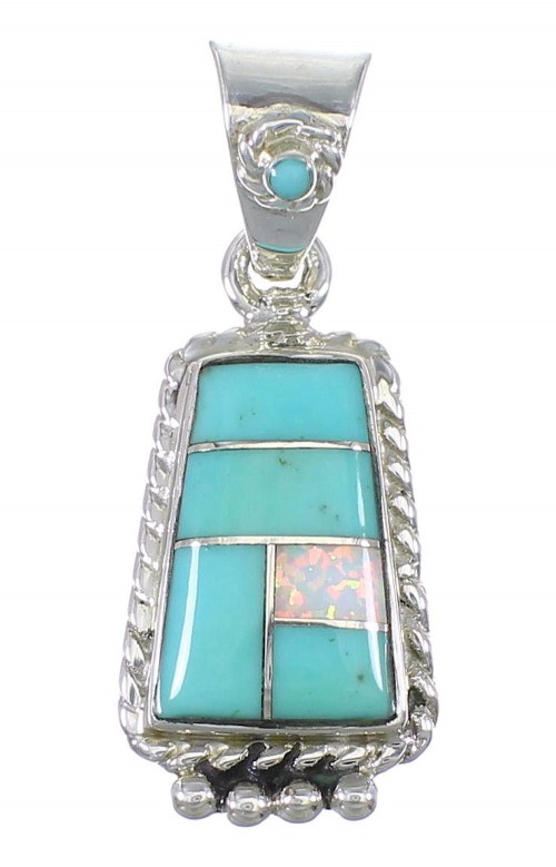 Silver Turquoise And Opal Pendant YX76589