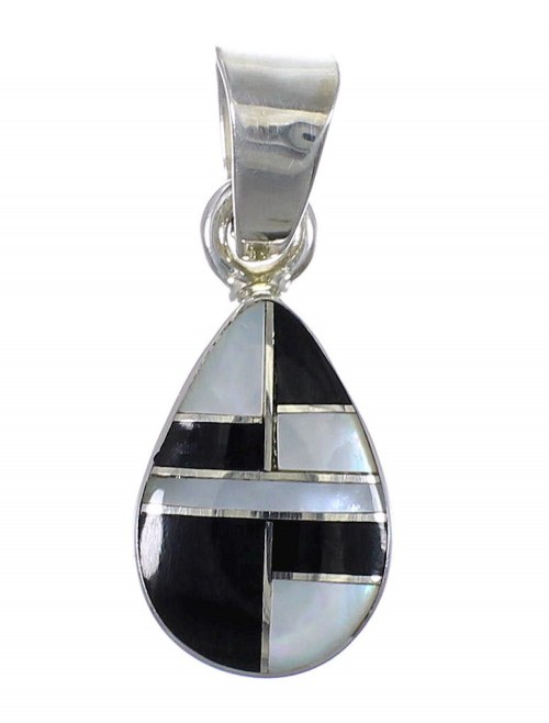 Jet Mother Of Pearl And Sterling Silver Tear Drop Pendant YX76599