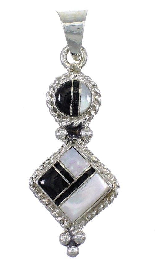 Jet Mother Of Pearl And Silver Pendant YX76605