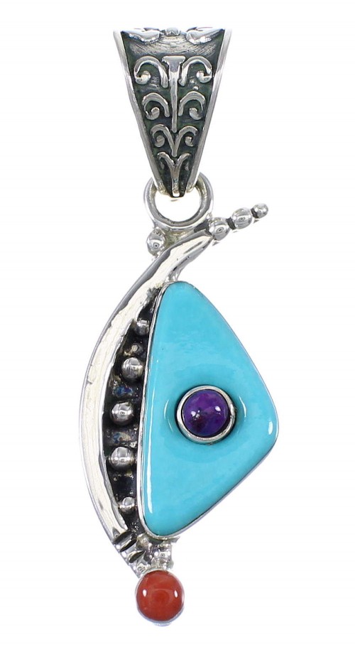 Multicolor Silver Southwestern Pendant YX76632