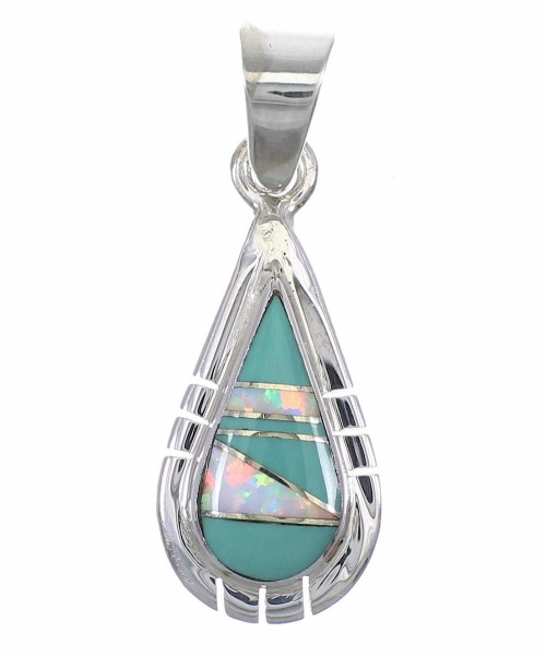 Silver Turquoise Opal Tear Drop Pendant YX75966