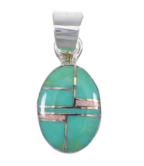 Silver Turquoise And Opal Pendant YX75969