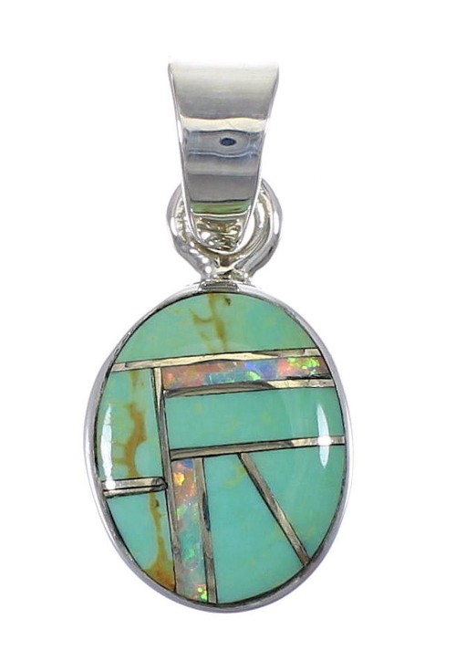 Opal Turquoise Genuine Sterling Silver Pendant YX75994