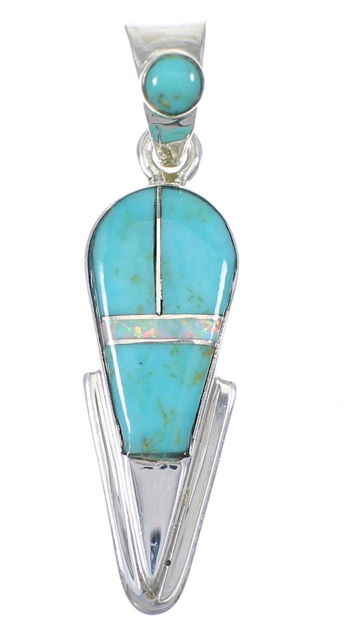 Opal Turquoise And Genuine Sterling Silver Pendant YX75999