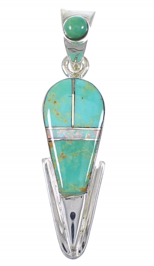 Opal Turquoise And Authentic Sterling Silver Pendant YX76000