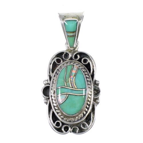 Opal Turquoise Sterling Silver Southwestern Pendant YX76012