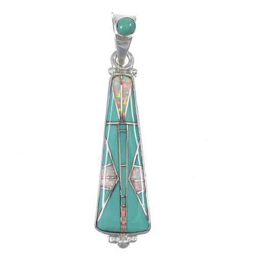 Opal Turquoise And Silver Southwest Pendant YX76013