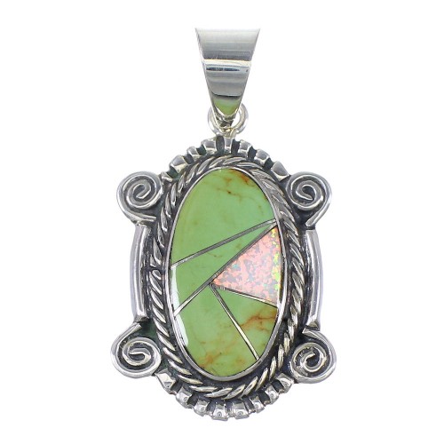 Silver Turquoise Opal Southwestern Pendant YX76032