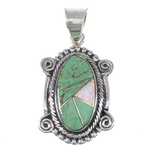 Sterling Silver Turquoise Opal Southwest Pendant YX76036