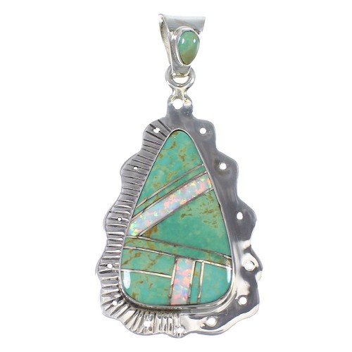 Silver Opal And Turquoise Southwestern Pendant YX76059