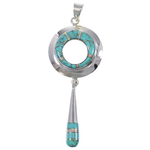 Sterling Silver Opal And Turquoise Southwest Pendant YX76132