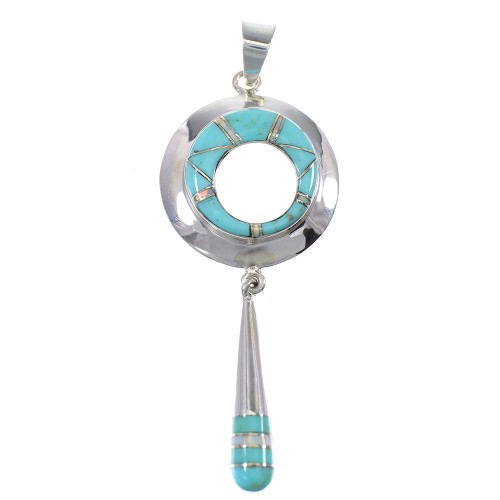 Genuine Sterling Silver Opal And Turquoise Southwest Pendant YX76136