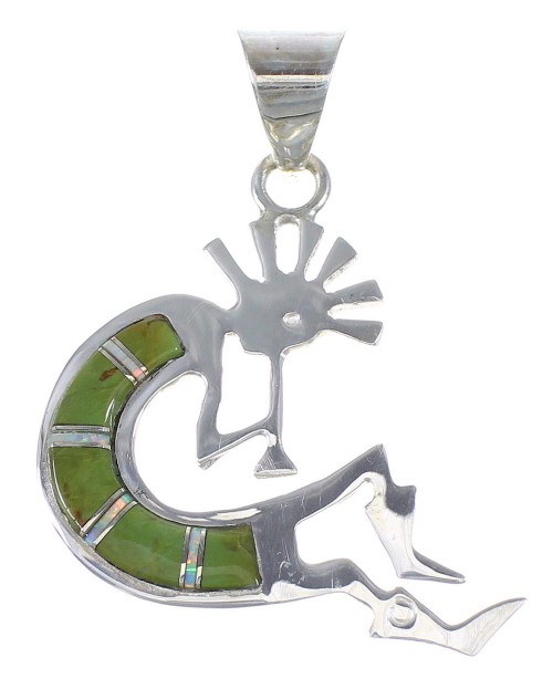 Southwestern Sterling Silver Turquoise Opal Kokopelli Pendant YX77546