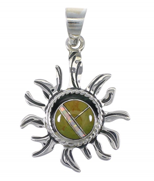 Southwestern Silver Turquoise Opal Sun Pendant YX77569