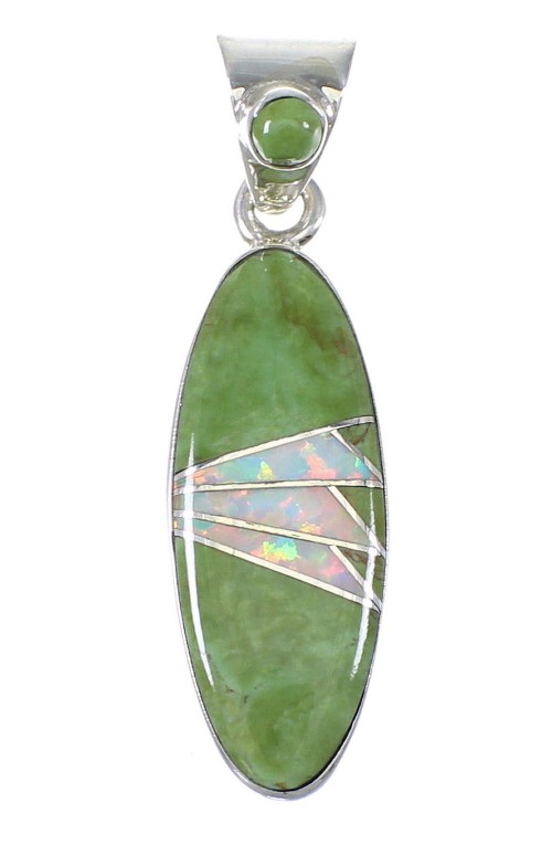Southwestern Silver Turquoise Opal Pendant YX77594