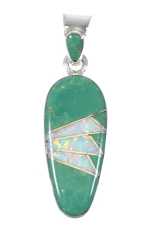 Southwestern Silver Turquoise And Opal Pendant YX77598