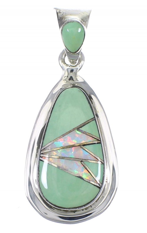 Southwest Silver Opal And Turquoise Pendant YX77611