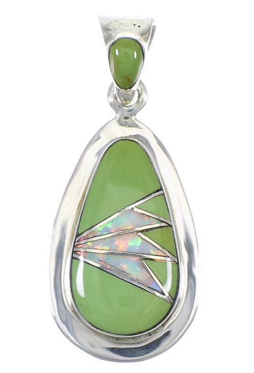 Southwestern Silver Opal And Turquoise Pendant YX77612