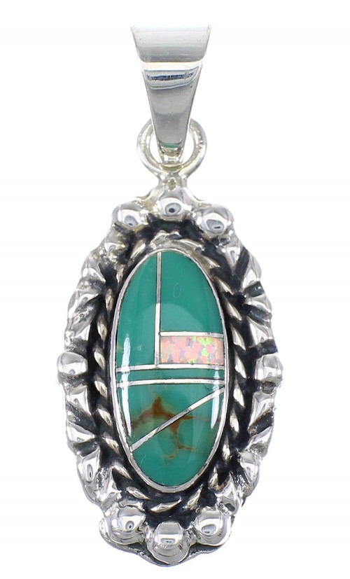 Turquoise And Opal Silver Pendant YX77625