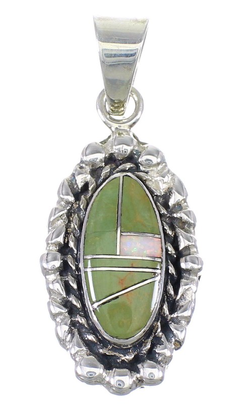 Turquoise And Opal Sterling Silver Pendant YX77627