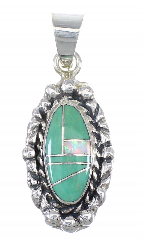 Turquoise Opal Sterling Silver Southwest Pendant YX77630