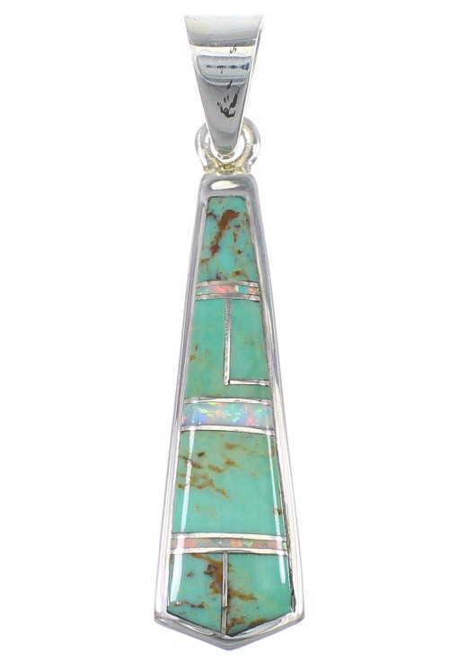 Opal Turquoise Silver Southwestern Pendant YX77642