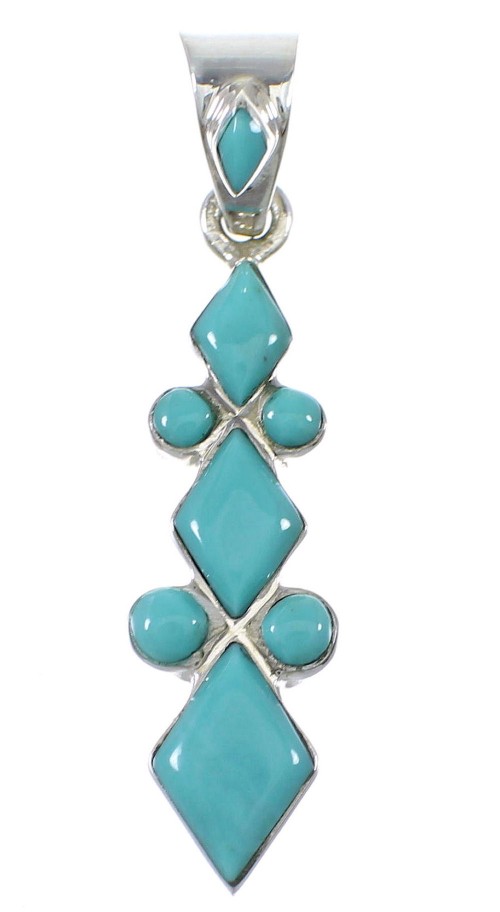Silver And Turquoise Southwestern Pendant AX77015