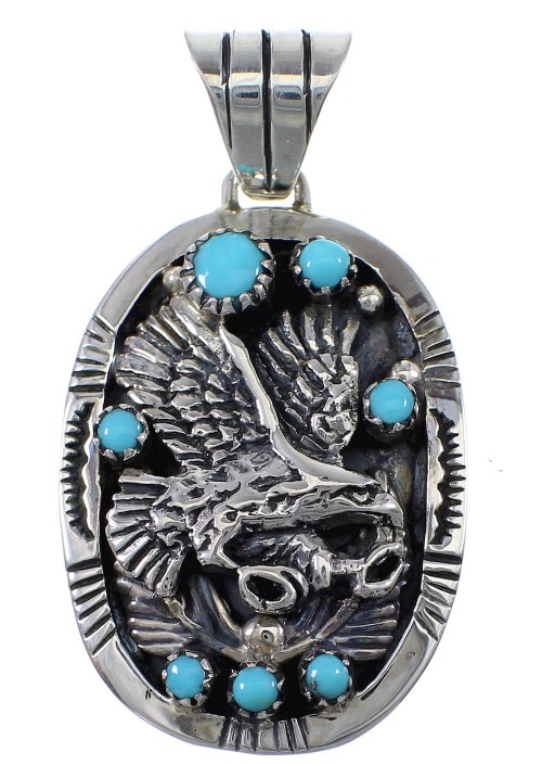 Southwest Silver And Turquoise Eagle Pendant AX77024