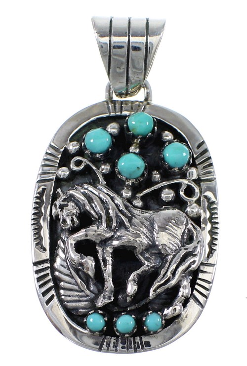 Southwest Sterling Silver And Turquoise Horse Pendant AX77027